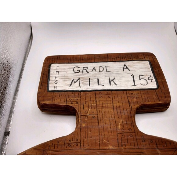 Vintage MCM Hand Painted Wood Wall Hanging, Farmhouse Country, Cow, Milk 1970's - Picture 4 of 9